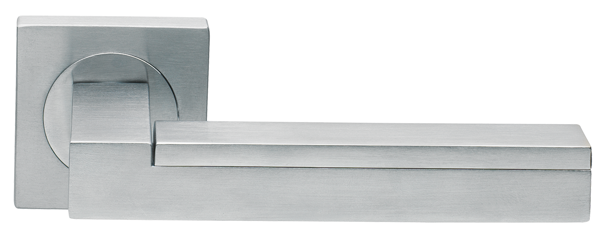 Ручка дверная ISLAND S2 CSA раздельная на квадратной розетке, цвет матовый хром, латунь фото купить в Шымкенте