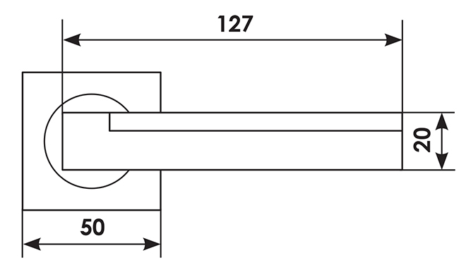 Ручка дверная ISLAND S2 CSA раздельная на квадратной розетке, цвет матовый хром, латунь фото фурнитура Шымкент (Чимкент)