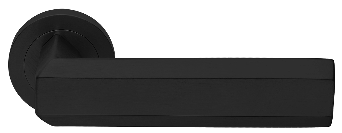 Ручка дверная HARMONY R2 NERO раздельная на круглой розетке, цвет - черный фото купить Шымкент (Чимкент)