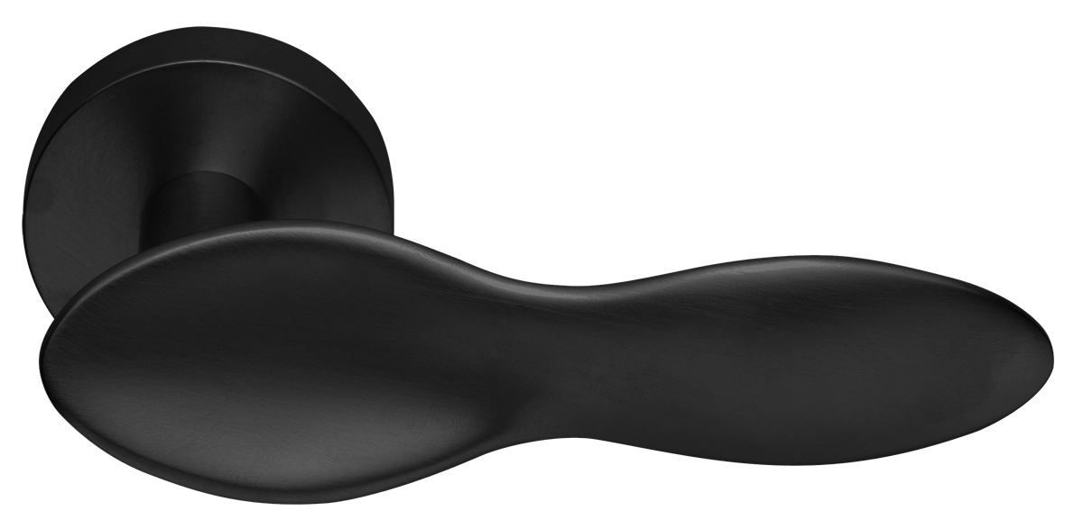 Ручка дверная LUNCH PF NERO раздельная на круглой розетке, цвет черный, латунь фото купить Шымкент (Чимкент)