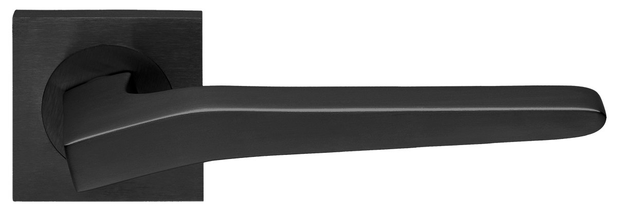 Ручка дверная HILL S2 NERO раздельная на квадратной розетке, цвет черный, латунь фото купить Шымкент (Чимкент)