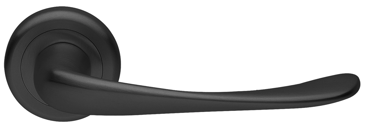 Ручка дверная GOLF R4 NERO раздельная на круглой розетке, цвет черный, латунь фото купить Шымкент (Чимкент)