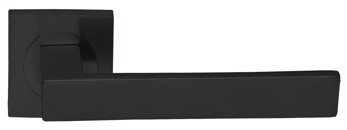 Ручка дверная WATERFALL S2 NERO раздельная на квадратной розетке, цвет черный, латунь фото купить Шымкент (Чимкент)