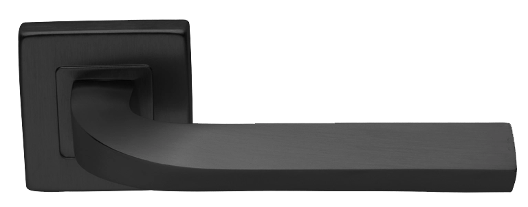 Ручка дверная TENDER S3 NERO раздельная на квадратной розетке, цвет черный, латунь фото купить Шымкент (Чимкент)