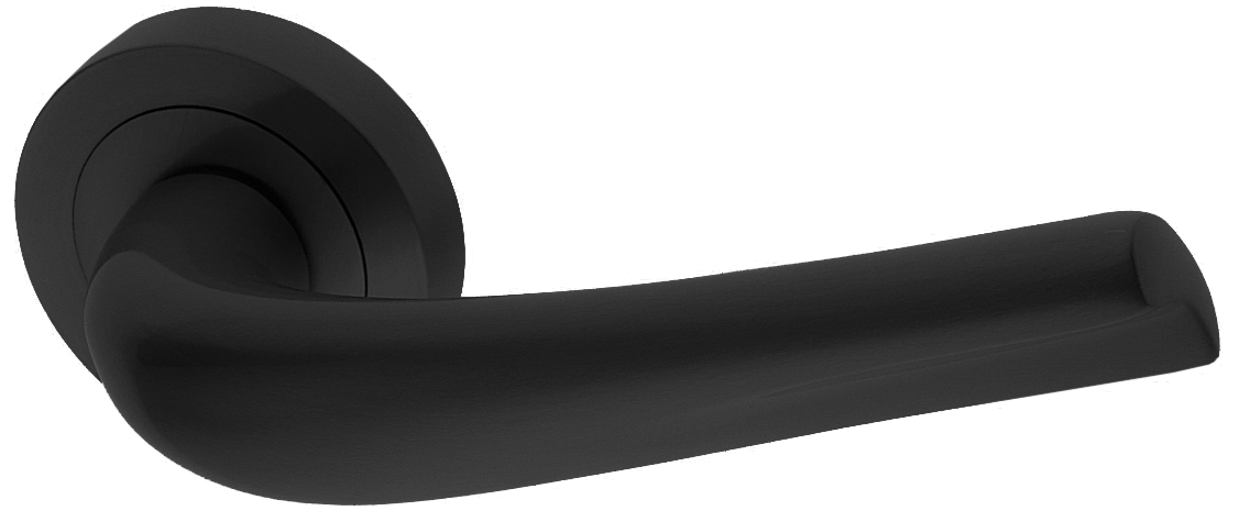 Ручка дверная RAFT R2 NERO раздельная на круглой розетке, цвет черный, латунь фото купить Шымкент (Чимкент)