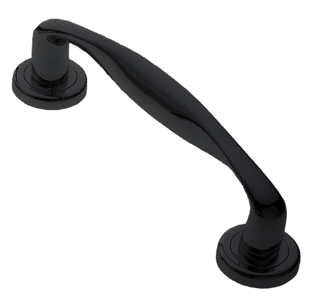 Ручка-скоба дверная GOLF PH NERO на круглой розетке, цвет черный, латунь фото купить Шымкент (Чимкент)