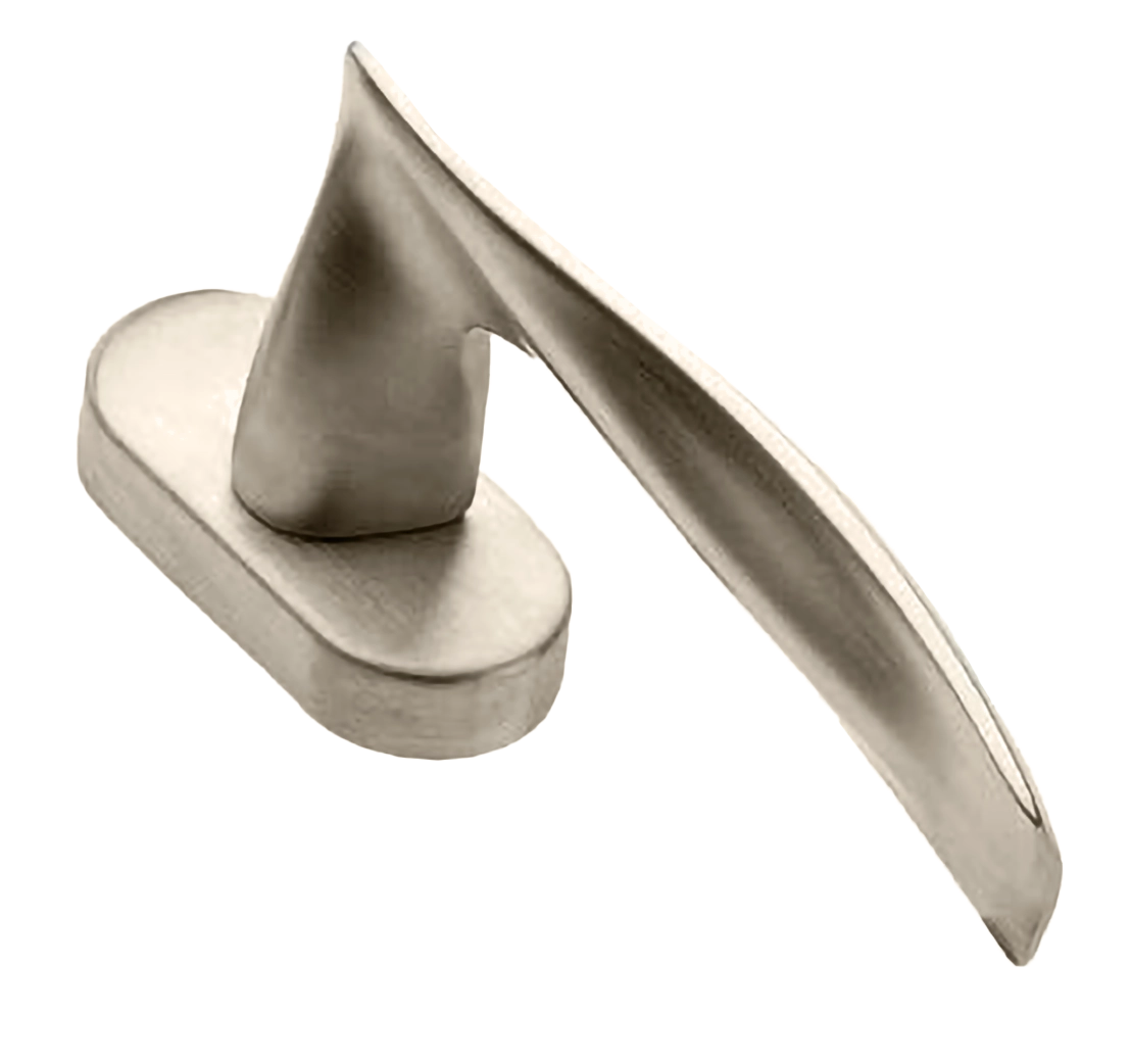 Ручка оконная WAVE W1 NIS на прямоугольной розетке, цвет матовый никель, латунь фото купить Шымкент (Чимкент)