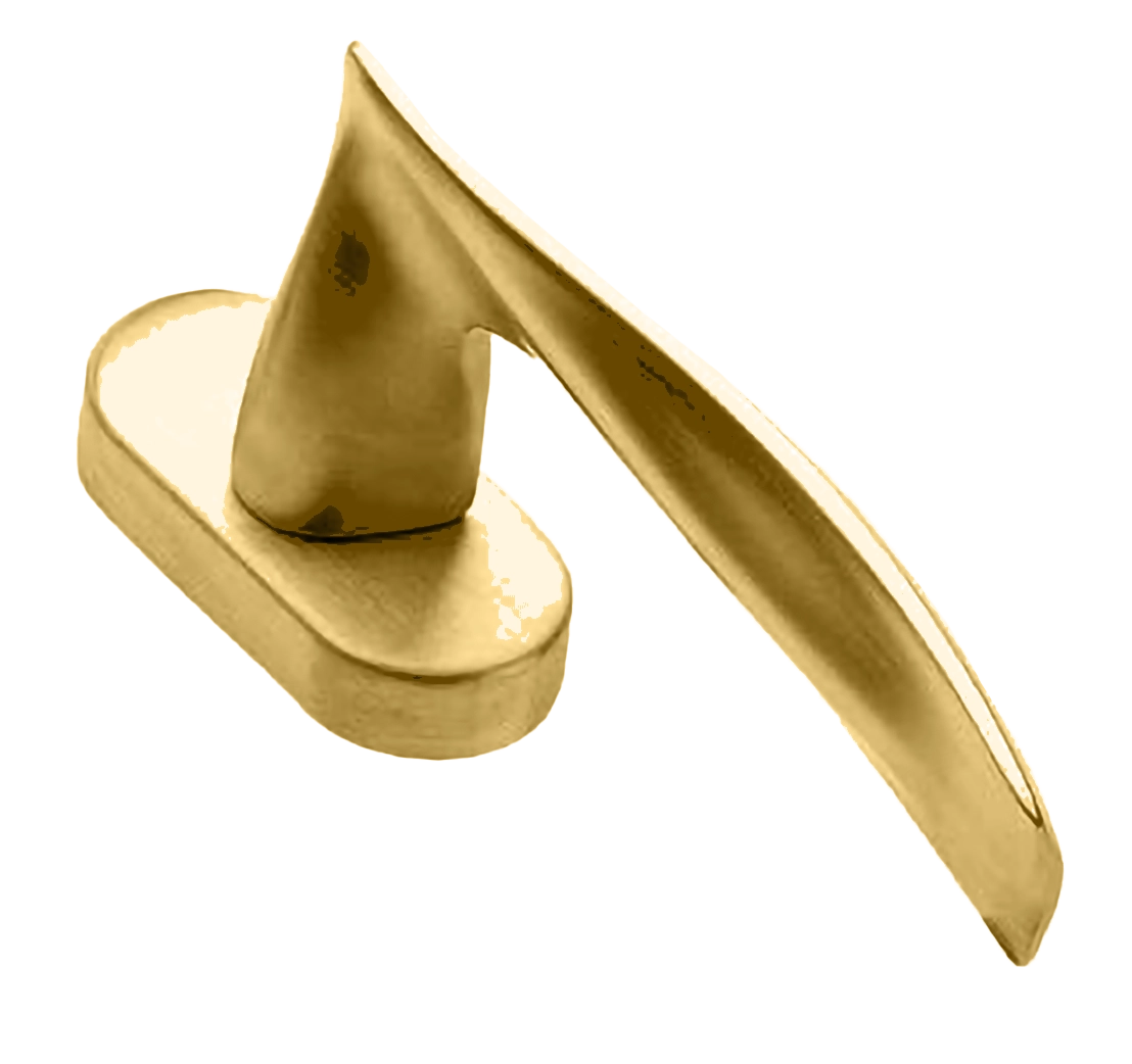 Ручка оконная WAVE W1 OSA на прямоугольной розетке, цвет матовое золото, латунь фото купить Шымкент (Чимкент)