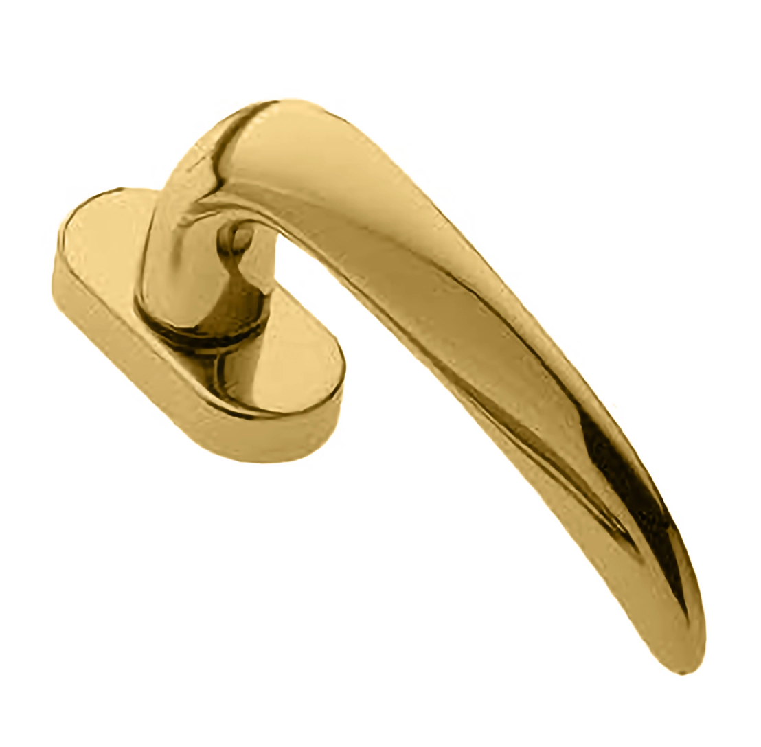 Ручка оконная GOLF W1 OTL на прямоугольной розетке, цвет золото, латунь фото купить Шымкент (Чимкент)