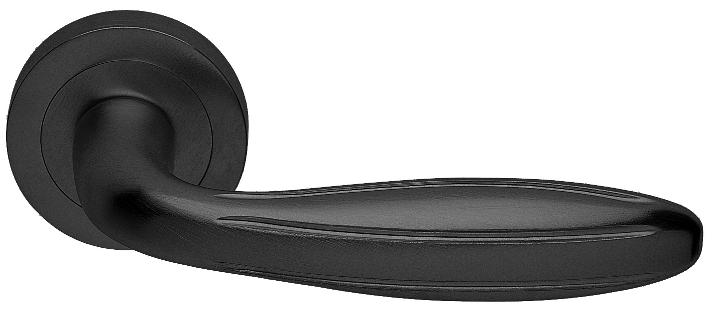 Ручка дверная BUD R2 NERO раздельная на круглой розетке, цвет черный, латунь фото купить Шымкент (Чимкент)