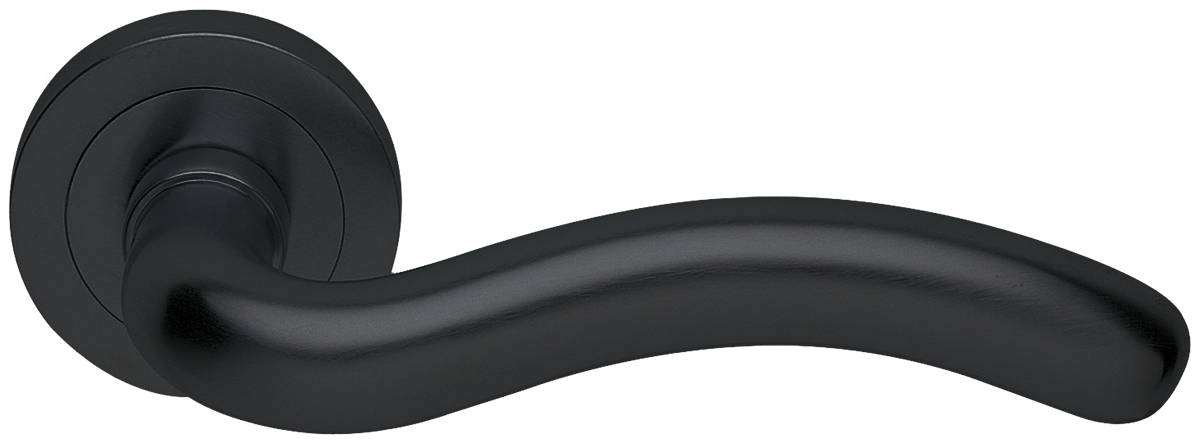 Ручка дверная SNAKE R2 NERO раздельная на круглой розетке, цвет черный, латунь фото купить Шымкент (Чимкент)