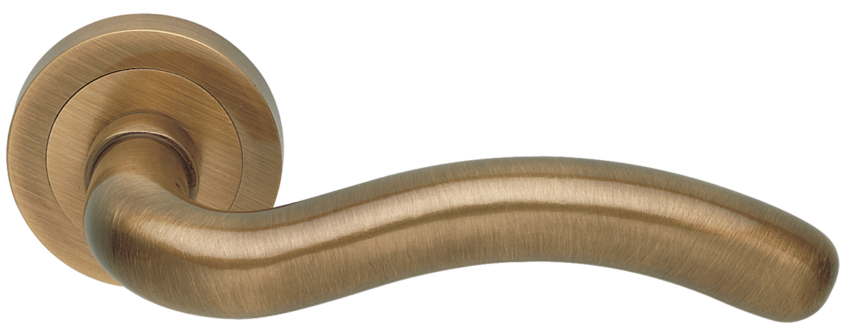 Ручка дверная SNAKE R2 BGO раздельная на круглой розетке, цвет матовая бронза, латунь фото купить Шымкент (Чимкент)