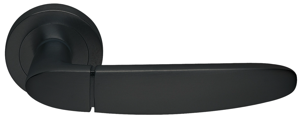 Ручка дверная SAIL R2 NERO раздельная на круглой розетке, цвет черный, латунь фото купить Шымкент (Чимкент)