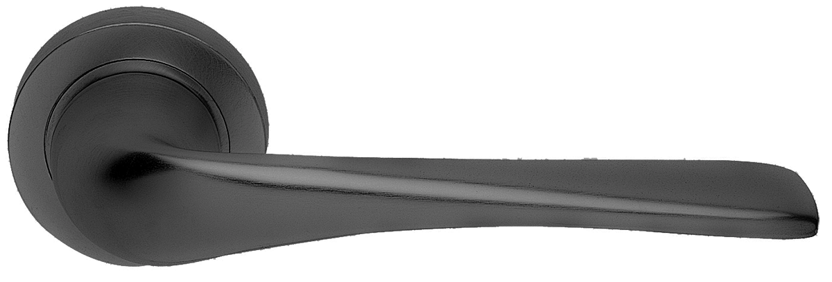 Ручка дверная LE MANS R2 NERO раздельная на круглой розетке, цвет черный, латунь фото купить Шымкент (Чимкент)