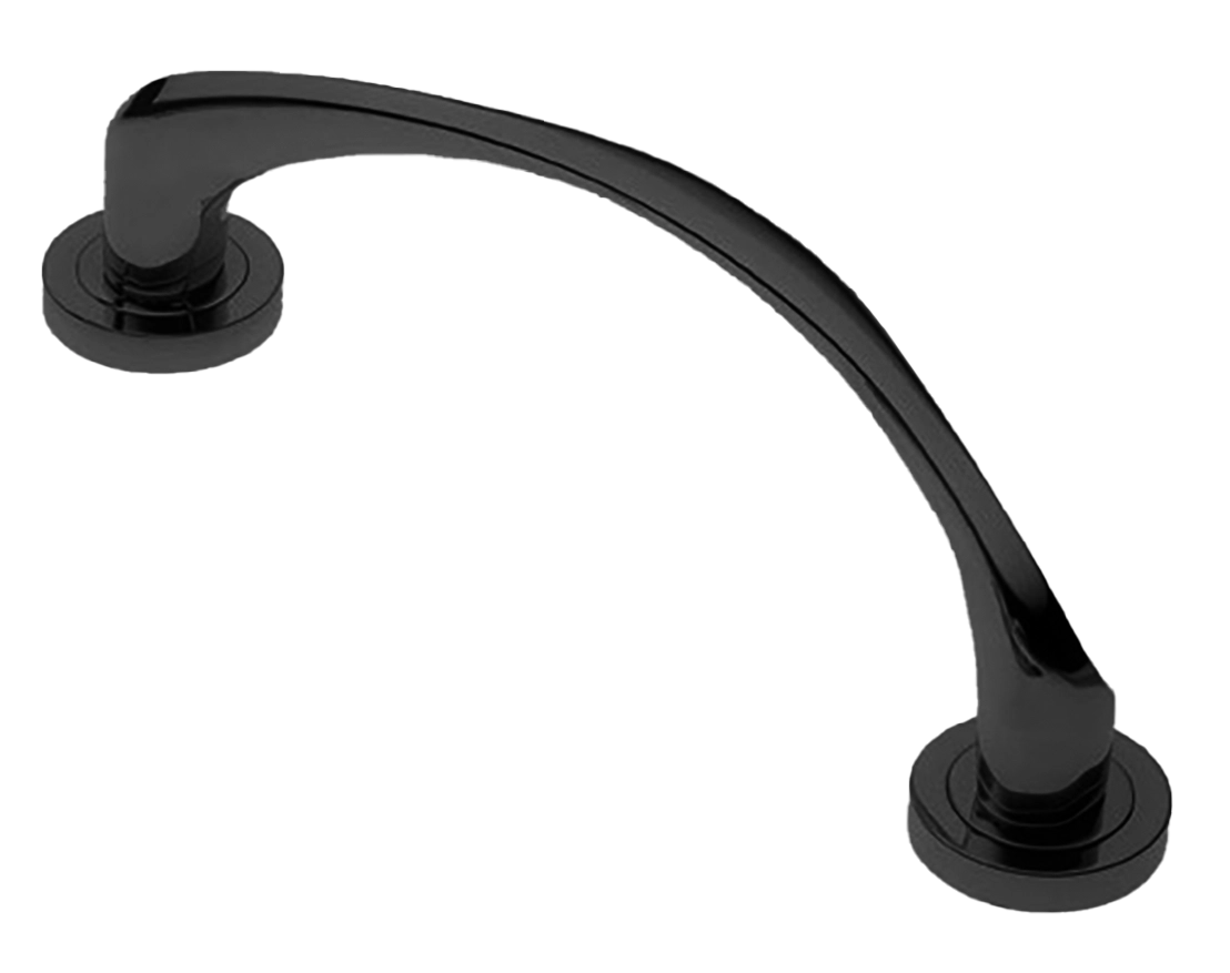 Ручка-скоба дверная COBRA PH NERO на круглой розетке, цвет черный, латунь фото купить Шымкент (Чимкент)