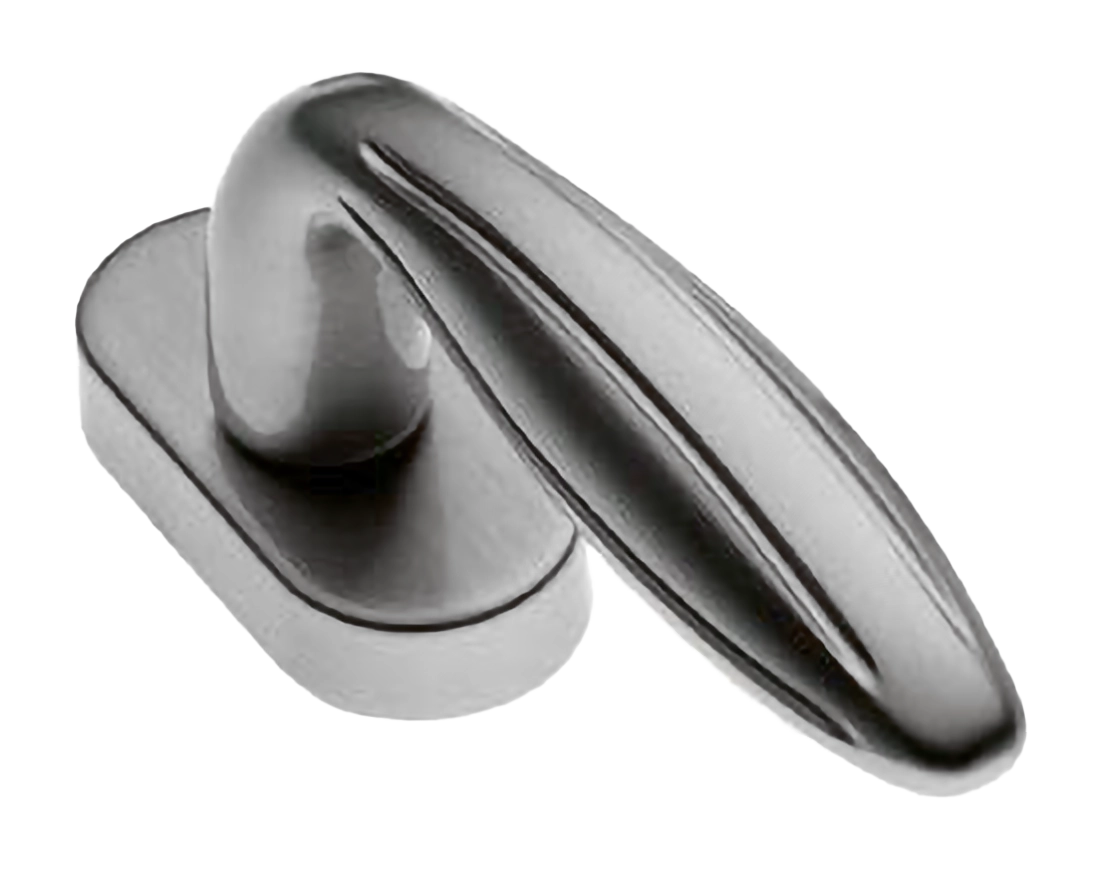 Ручка оконная BUD W1 CSA на прямоугольной розетке, цвет матовый хром, латунь фото купить Шымкент (Чимкент)