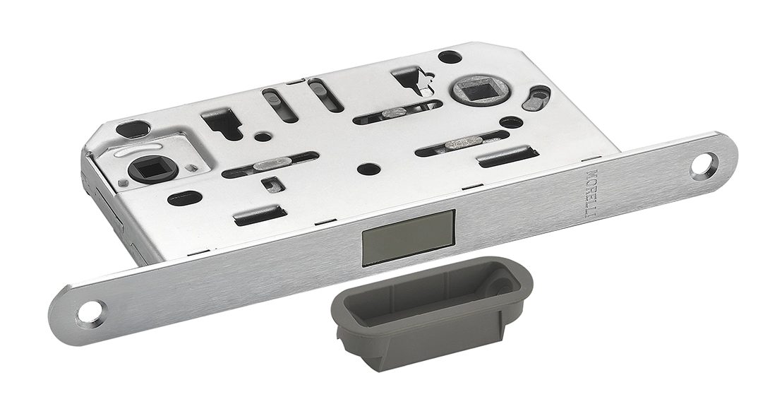 Защелка межкомнатная M1895 SSC с ответной планкой, магнитная сантехническая, цвет суперматовый хром фото купить в Шымкенте