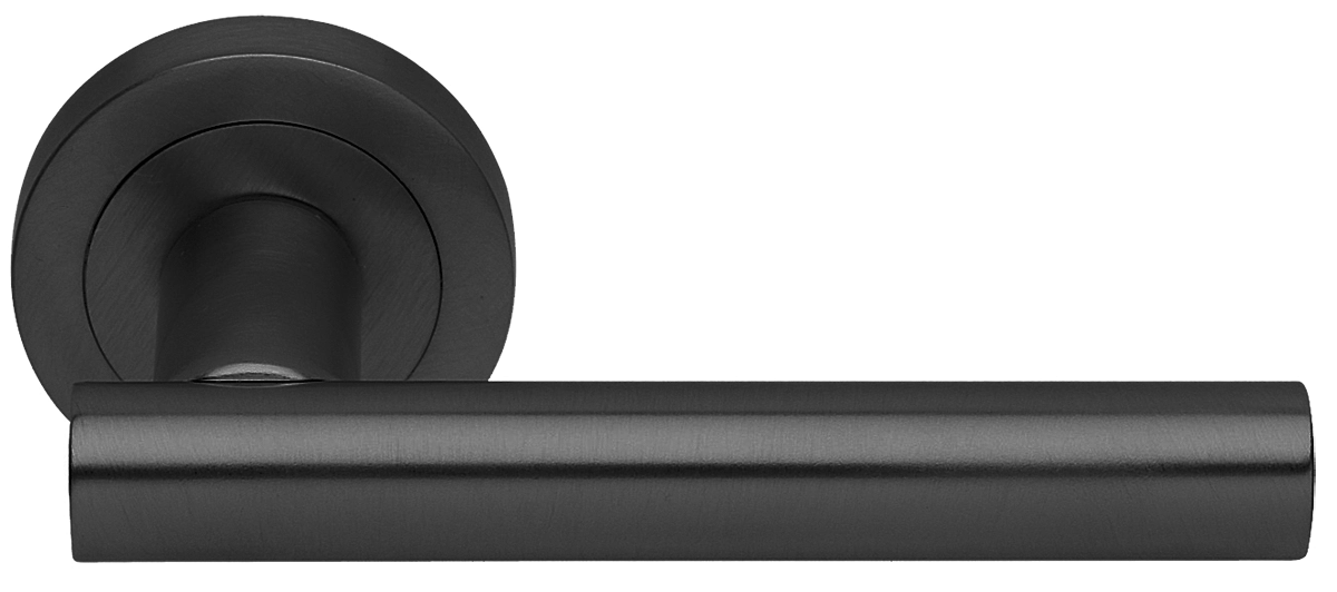 Ручка дверная CALLA R2 NERO раздельная на круглой розетке, цвет черный, латунь фото купить Шымкент (Чимкент)