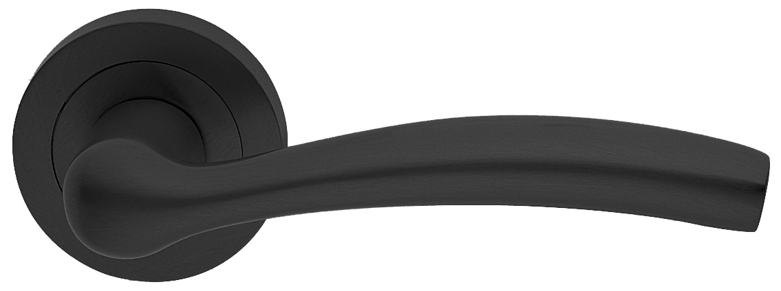 Ручка дверная VENERA R2 NERO раздельная на круглой розетке, цвет черный, латунь фото купить Шымкент (Чимкент)