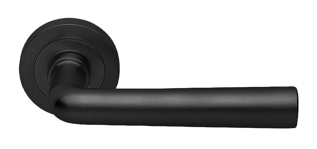 Ручка дверная UNDER R2 NERO раздельная на круглой розетке, цвет черный, латунь фото купить Шымкент (Чимкент)