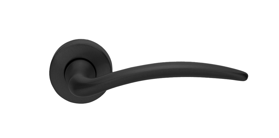 Ручка дверная MOGADOR R2 NERO раздельная на круглой розетке, цвет черный, латунь фото купить Шымкент (Чимкент)