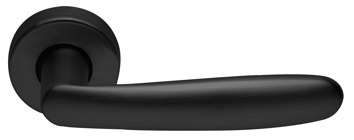 Ручка дверная IMOLA R3-E NERO раздельная на круглой розетке, цвет черный, латунь фото купить Шымкент (Чимкент)