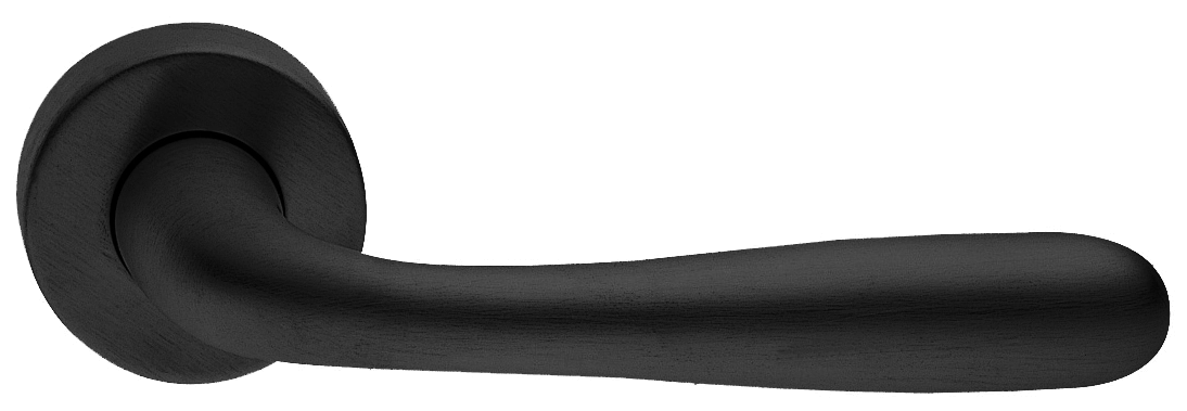 Ручка дверная RUBINO R3-E NERO раздельная на круглой розетке, цвет черный, латунь фото купить Шымкент (Чимкент)