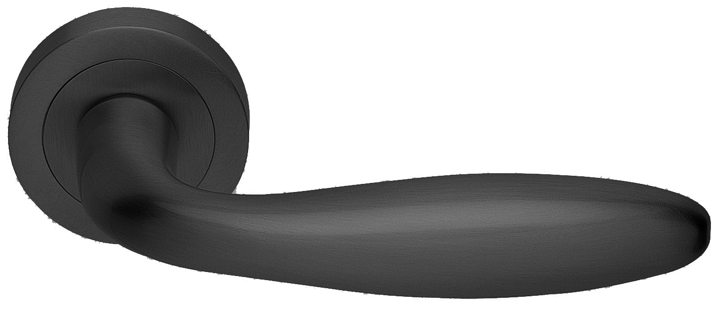 Ручка дверная AIR R2 NERO раздельная на круглой розетке, цвет черный, латунь фото купить Шымкент (Чимкент)