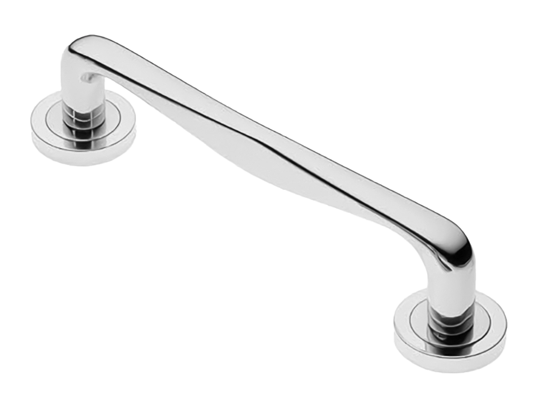 Ручка-скоба дверная PETRA PH CRO на круглой розетке, цвет хром, латунь фото купить Шымкент (Чимкент)