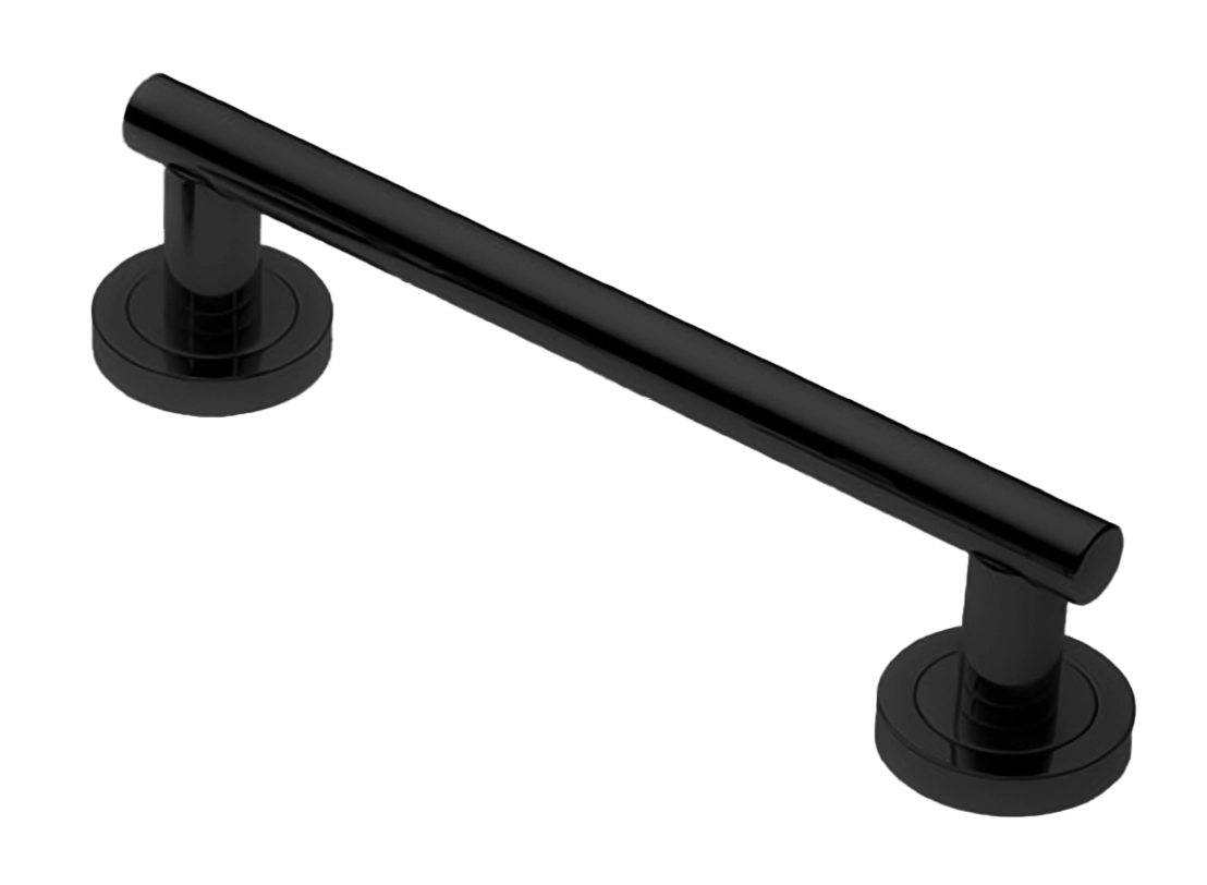 Ручка-скоба дверная CALLA PH 200MM NERO на круглой розетке, цвет черный, латунь фото купить Шымкент (Чимкент)