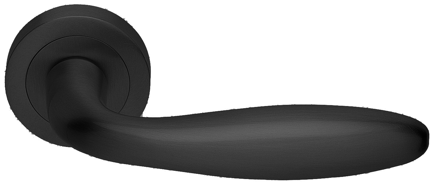 Ручка дверная SIENA R2 NERO раздельная на круглой розетке, цвет черный, латунь фото купить Шымкент (Чимкент)