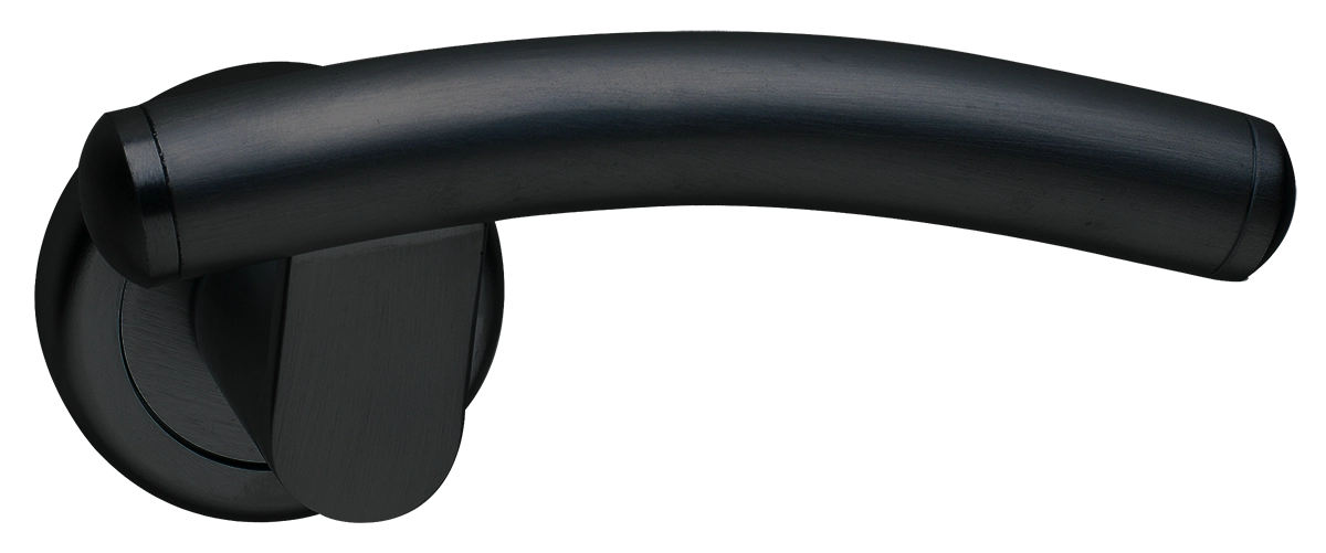 Ручка дверная LUNA R4 NERO раздельная на круглой розетке, цвет черный, латунь фото купить Шымкент (Чимкент)