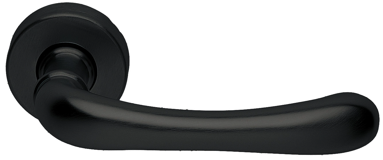 Ручка дверная RING R3-E NERO раздельная на круглой розетке, цвет черный, латунь фото купить Шымкент (Чимкент)