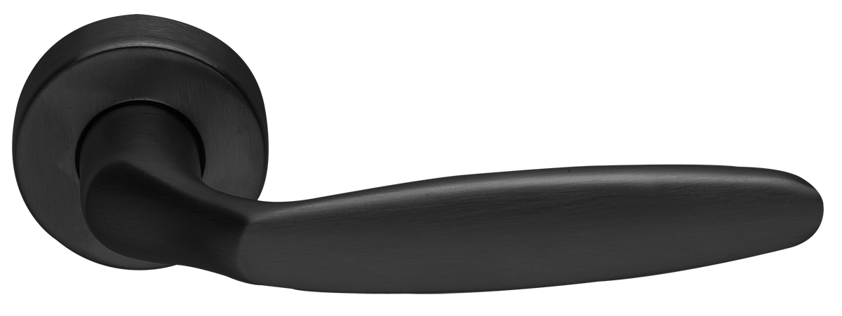 Ручка дверная DERBY R3-E NERO раздельная на круглой розетке, цвет черный, латунь фото купить Шымкент (Чимкент)