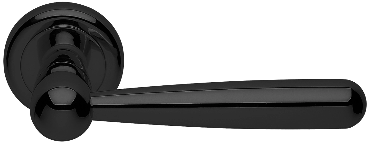 Ручка дверная PINOKKIO R4 NERO раздельная на круглой розетке, цвет черный, латунь фото купить Шымкент (Чимкент)