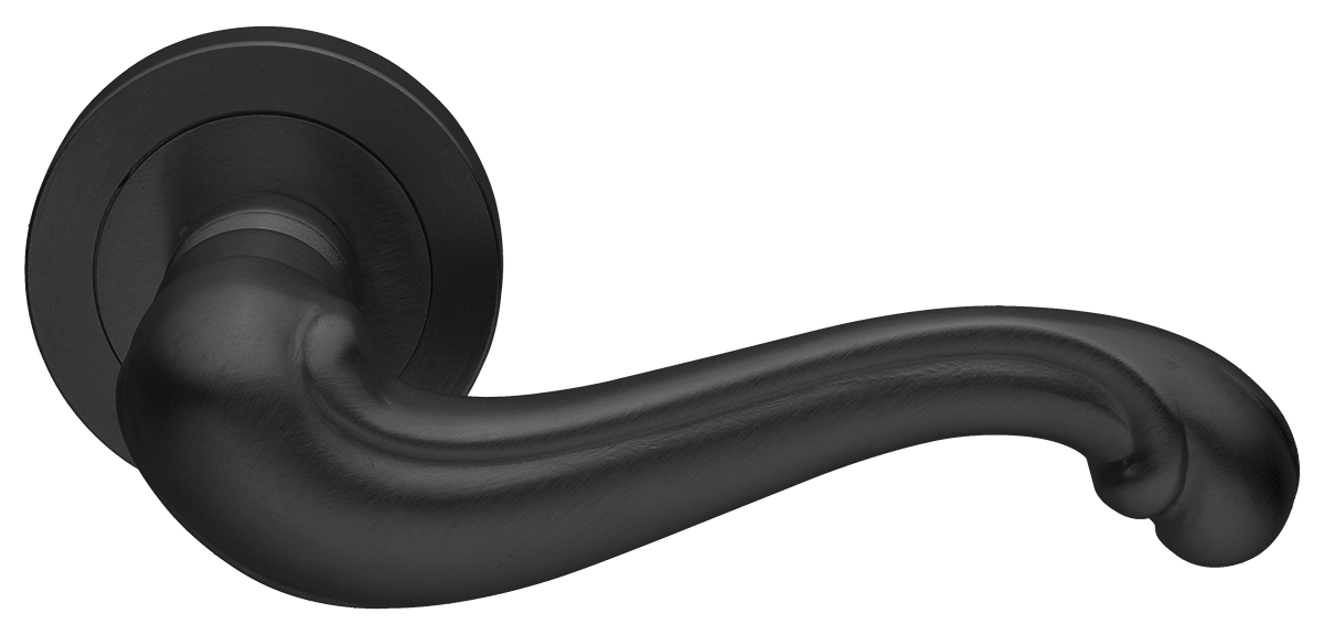 Ручка дверная BAROCCO R2 NERO раздельная на круглой розетке, цвет черный, латунь фото купить Шымкент (Чимкент)