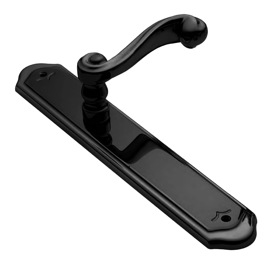 Ручка дверная PLAZA PL NERO на планке, цвет черный, латунь фото купить Шымкент (Чимкент)