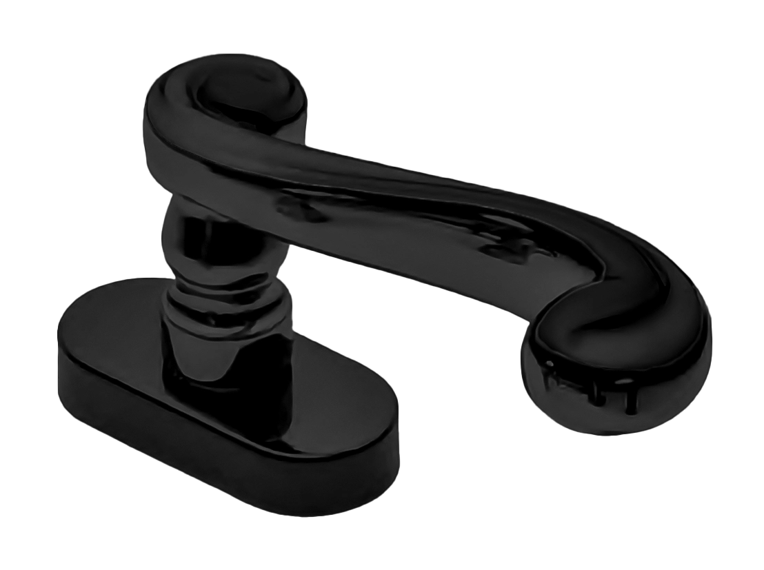 Ручка оконная PLAZA W1 NERO на прямоугольной розетке, цвет черный, латунь фото купить Шымкент (Чимкент)