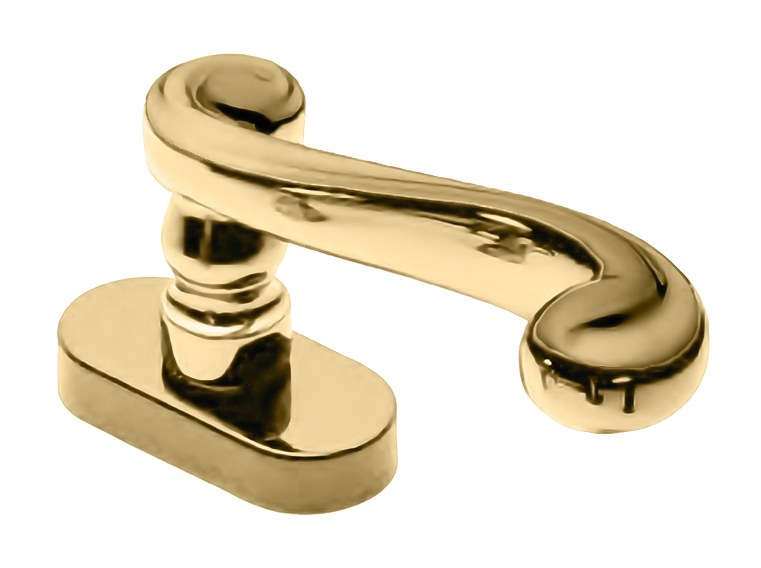 Ручка оконная PLAZA W1 OTL на прямоугольной розетке, цвет золото, латунь фото купить Шымкент (Чимкент)