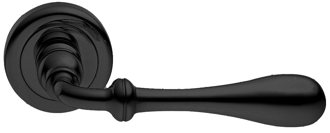 Ручка дверная MARY R4 NERO раздельная на круглой розетке, цвет черный, латунь фото купить Шымкент (Чимкент)