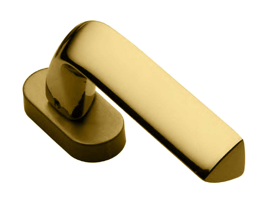 Ручка оконная MATRIX W1 OTL на прямоугольной розетке, цвет золото, латунь фото купить Шымкент (Чимкент)