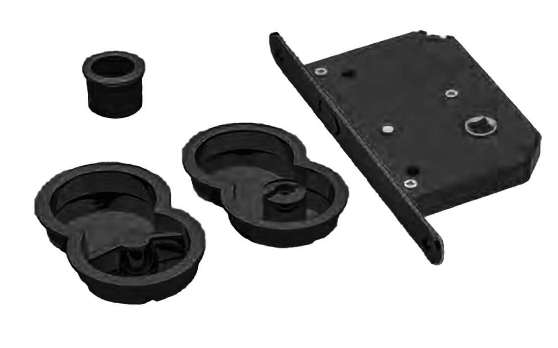 Ручки для раздвижных дверей INFINITY ART.85/B NERO с замком и заверткой, цвет черный, ЦАМ фото купить Шымкент (Чимкент)