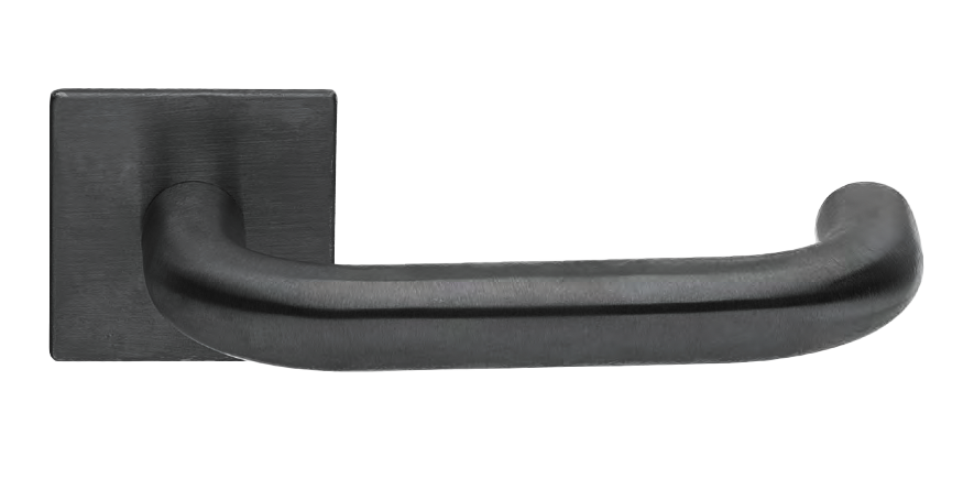 Ручка дверная SOYUZ-APOLLO S1-E NERO раздельная на квадратной розетке, цвет черный, сталь фото купить Шымкент (Чимкент)