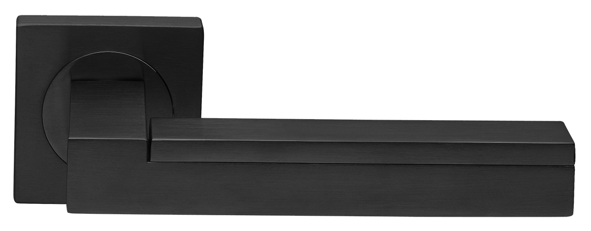 Ручка дверная ISLAND S2 NERO раздельная на квадратной розетке, цвет черный, латунь фото купить в Шымкенте