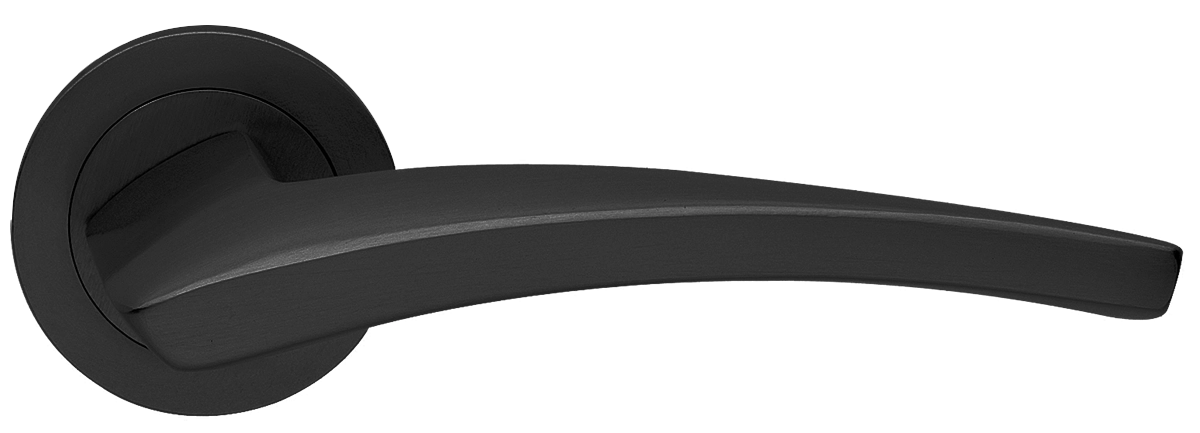 Ручка дверная WIND R2 NERO раздельная на круглой розетке, цвет черный, латунь фото купить в Шымкенте