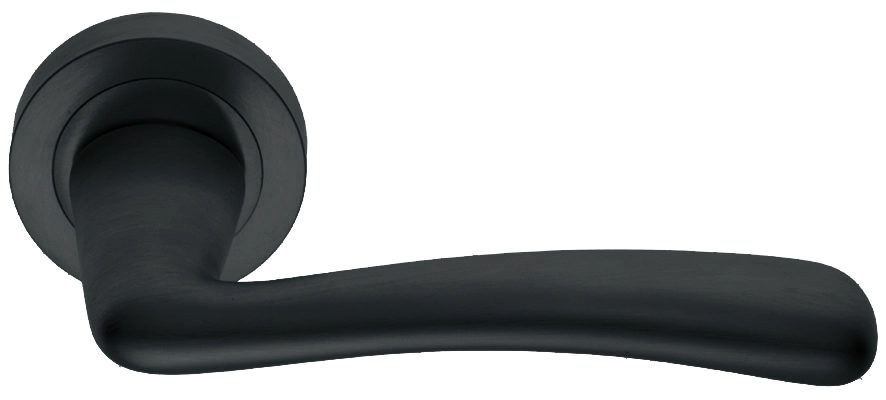 Ручка дверная COCKATOO R2 NERO раздельная на круглой розетке, цвет черный, латунь фото купить в Шымкенте