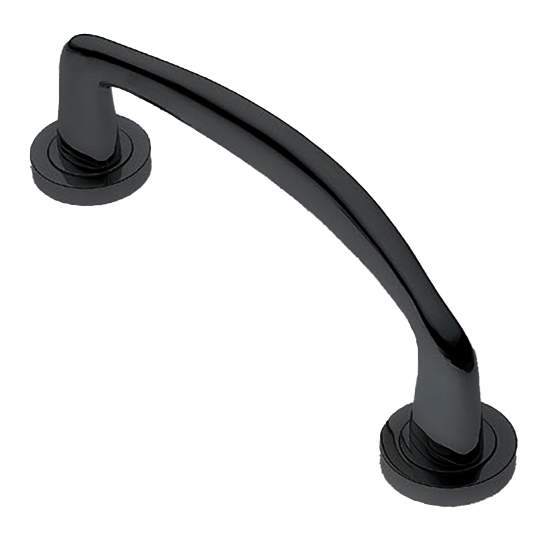 Ручка-скоба дверная COCKATOO PH NERO на круглой розетке, цвет черный, латунь фото купить в Шымкенте