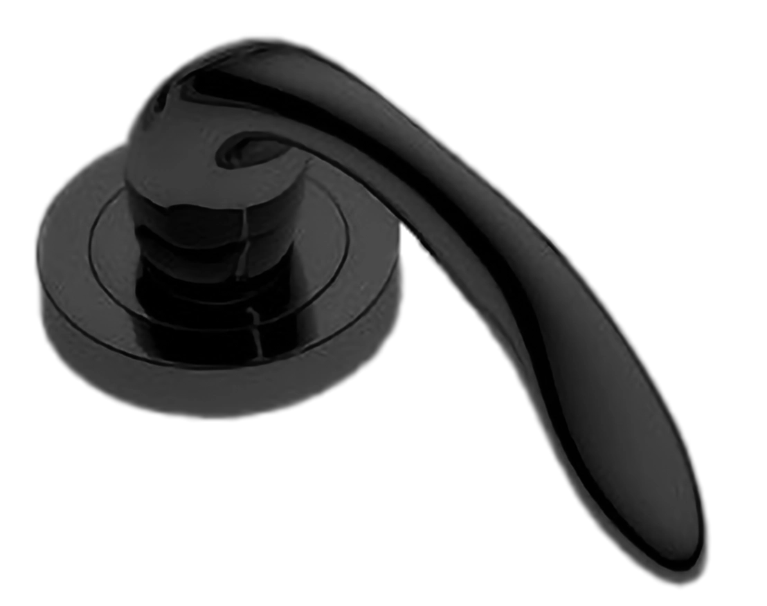 Ручка оконная LEON W1 NERO на прямоугольной розетке, цвет черный, латунь фото купить в Шымкенте