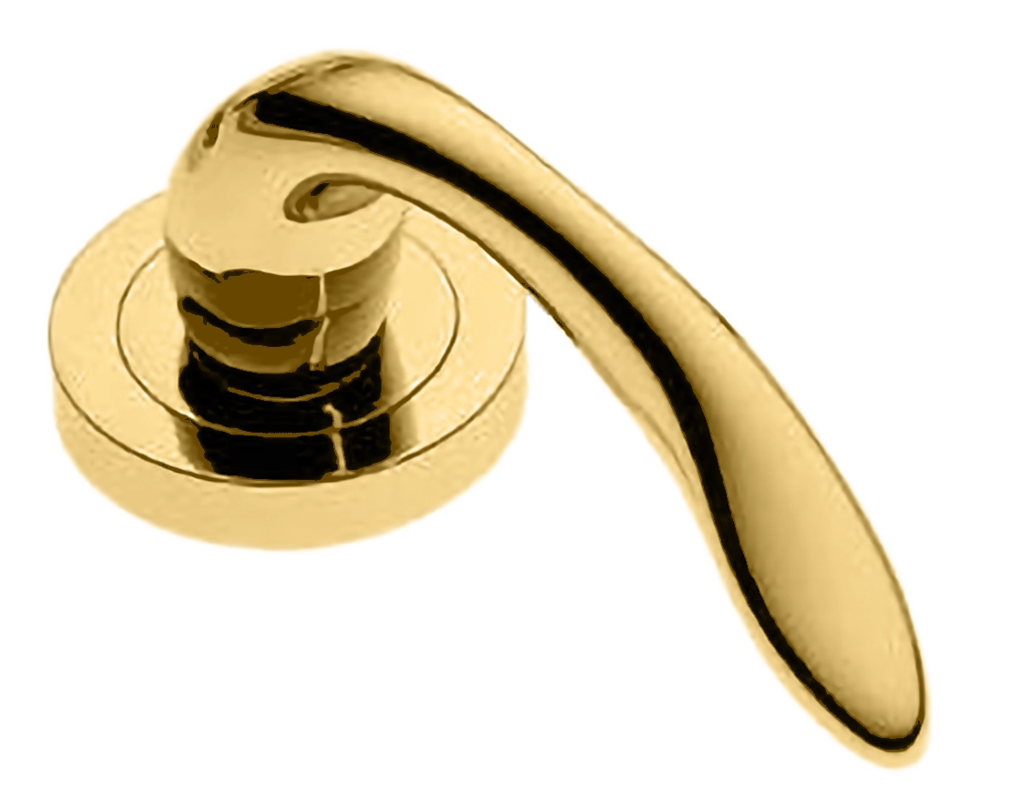 Ручка оконная LEON W1 OTL на прямоугольной розетке, цвет золото, латунь фото купить в Шымкенте