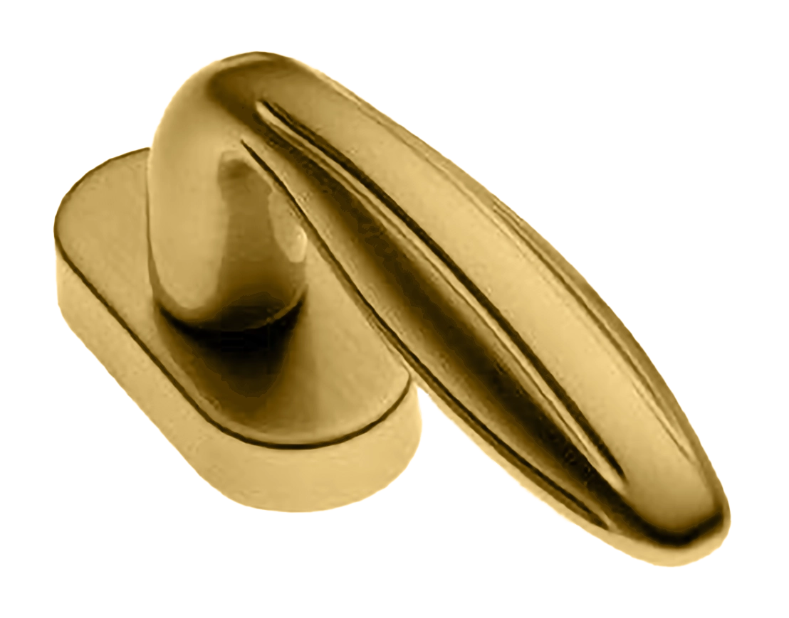 Ручка оконная BUD W1 OSA на прямоугольной розетке, цвет матовое золото, латунь фото купить в Шымкенте